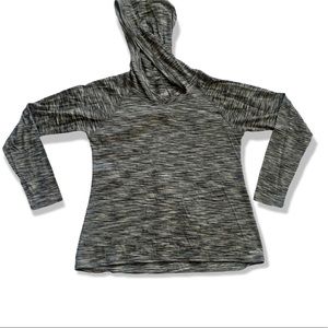 Heathered Athletic-wear Hooded Long Sleeve Shirt